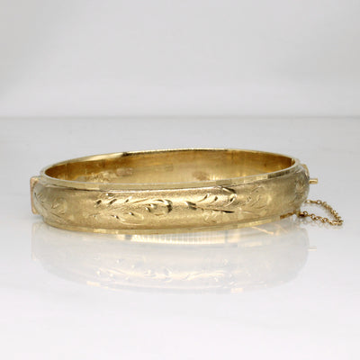 1976 Birmingham 9k Yellow Gold Engraved Bangle | 7