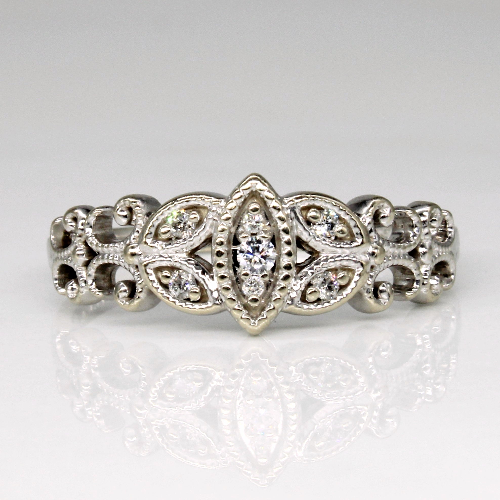 Bague ornée de diamants | 0,07 ct | Taille 8,5 | 