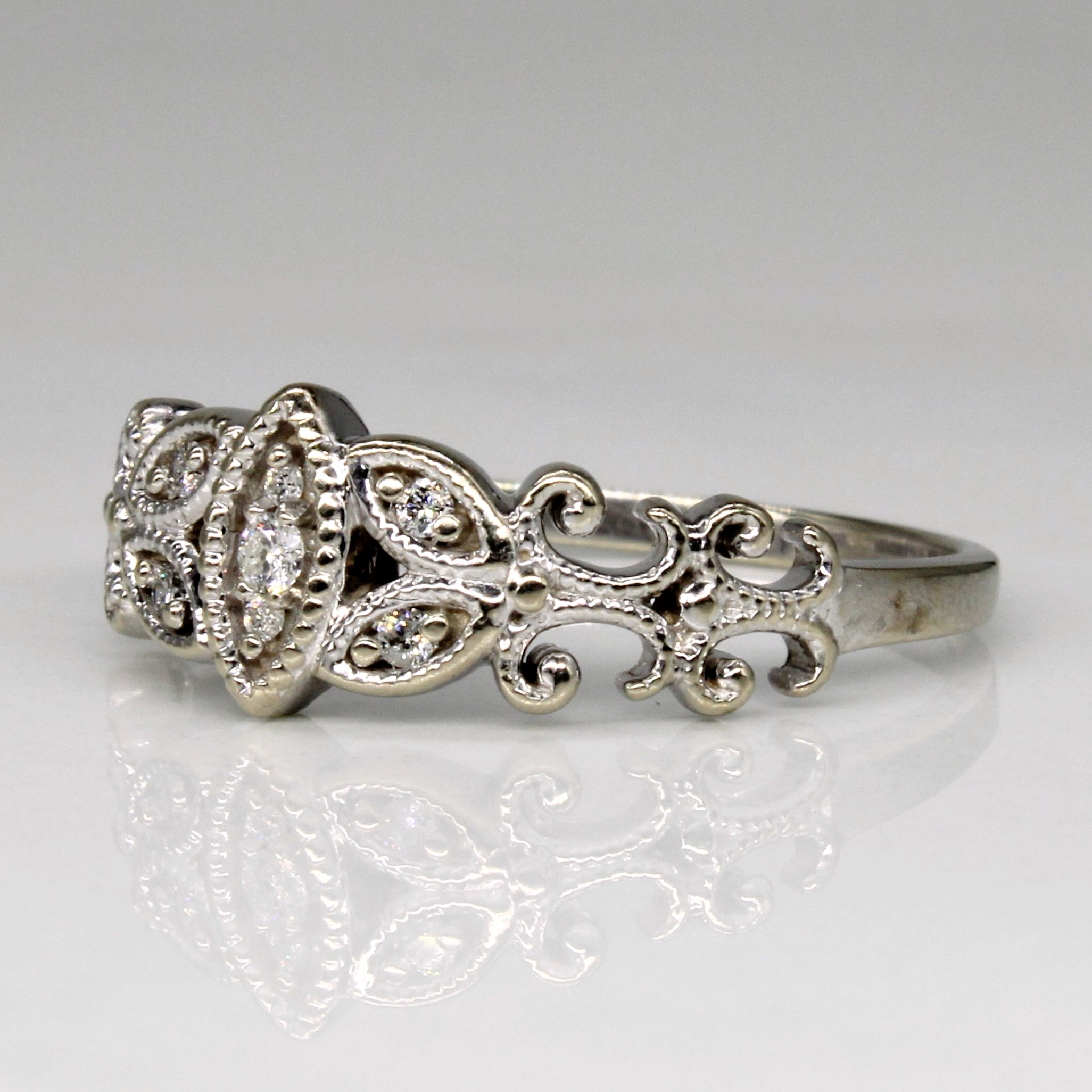 Bague ornée de diamants | 0,07 ct | Taille 8,5 | 