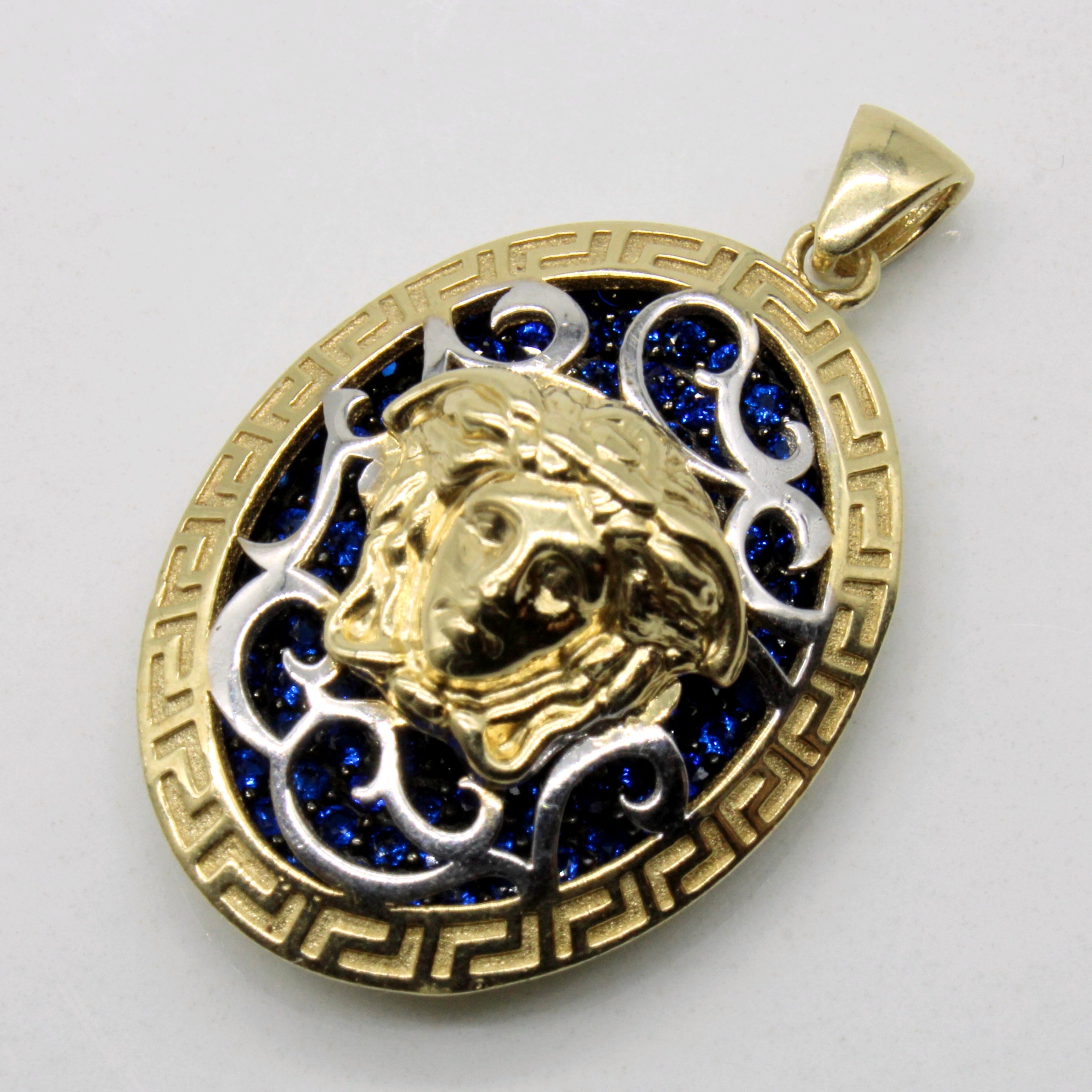 Synthetic Sapphire Medusa Pendant | 1.05ctw |