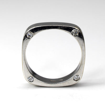 Flush Set Diamond Solid Square Gold Band | 0.20ctw | SZ 7 |