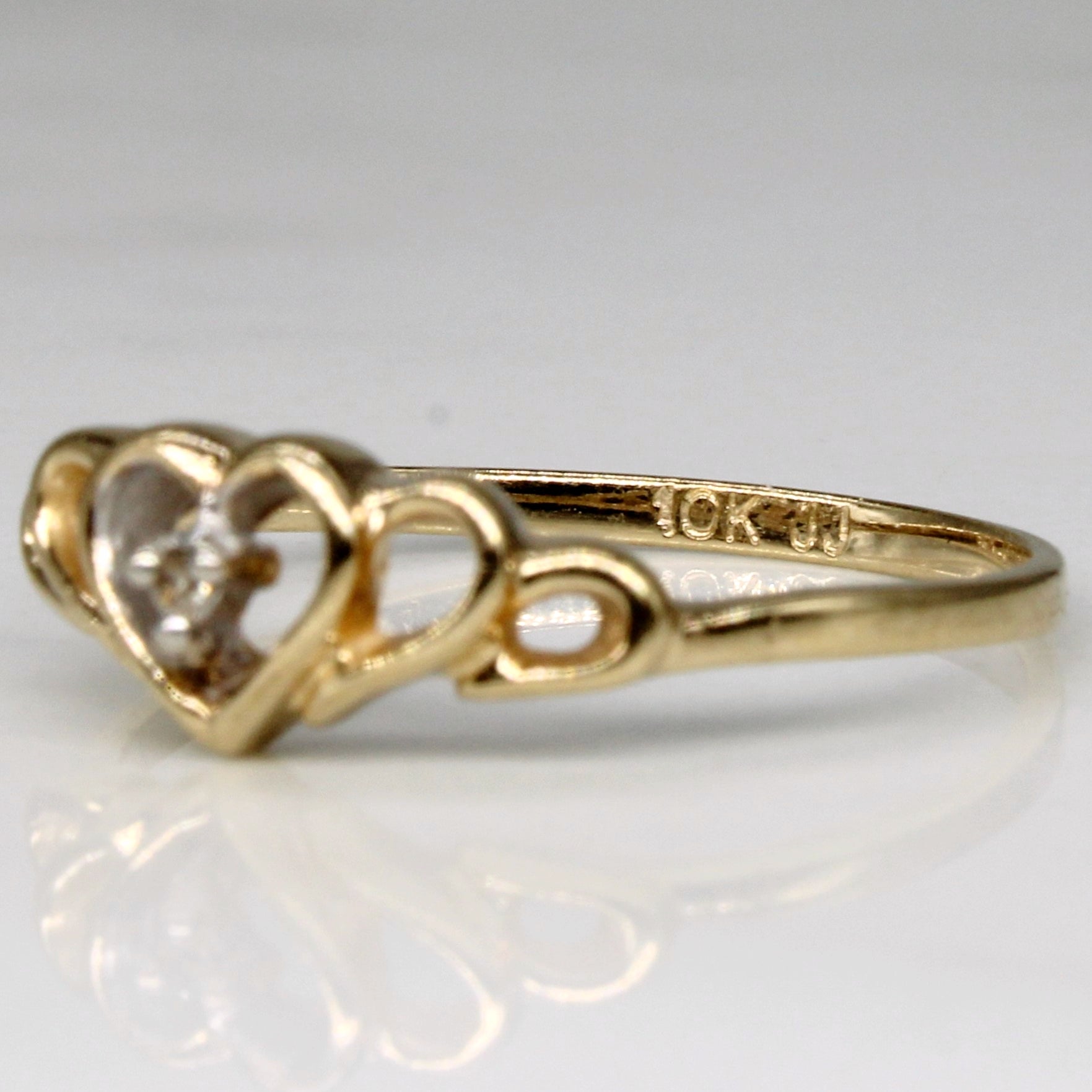Single Stone Diamond Heart Shaped Ring | 0.01ct | SZ 5.75 |