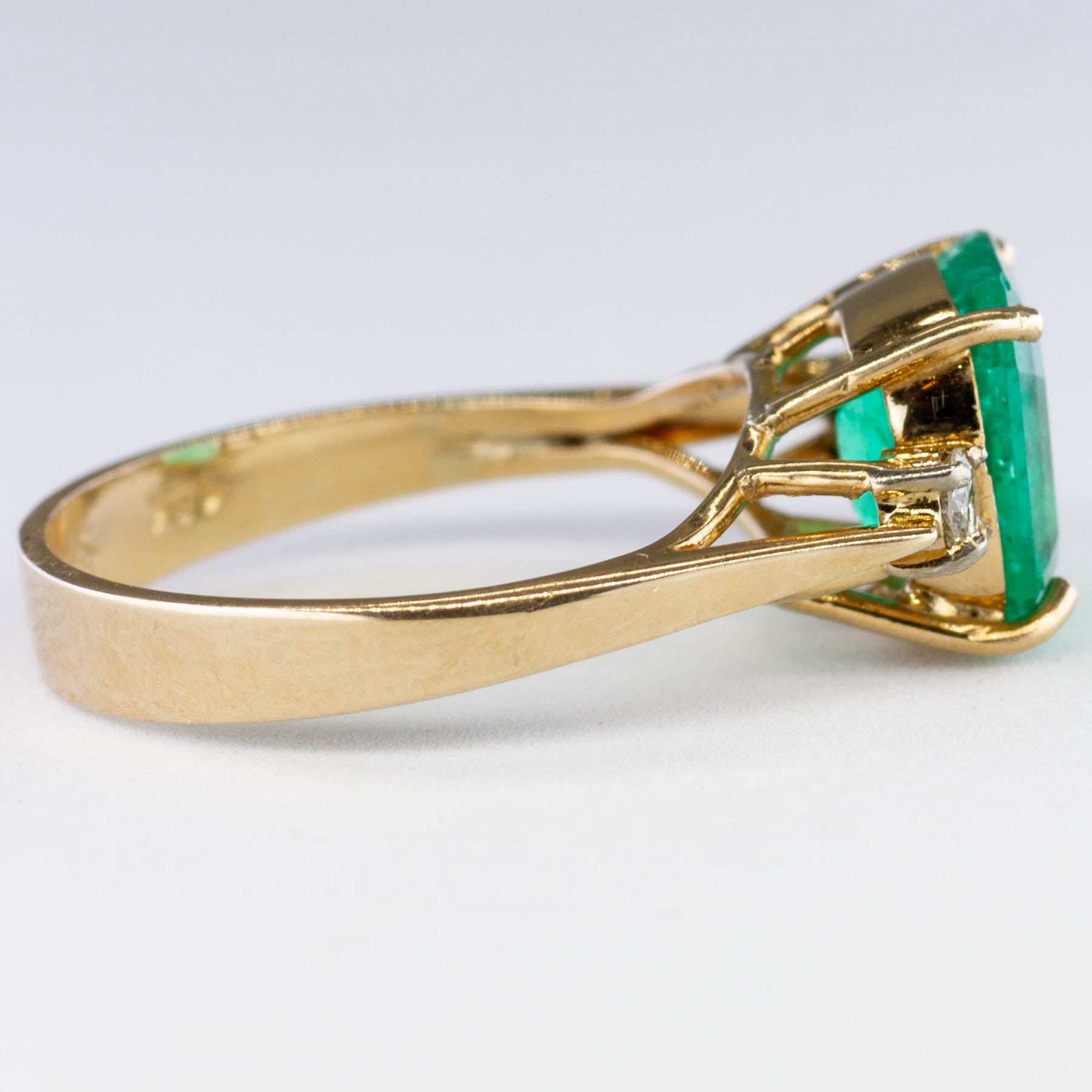 Emerald and Diamond Three Stone Ring | 2.74ct, 0.12ctw | SZ 5.75 |