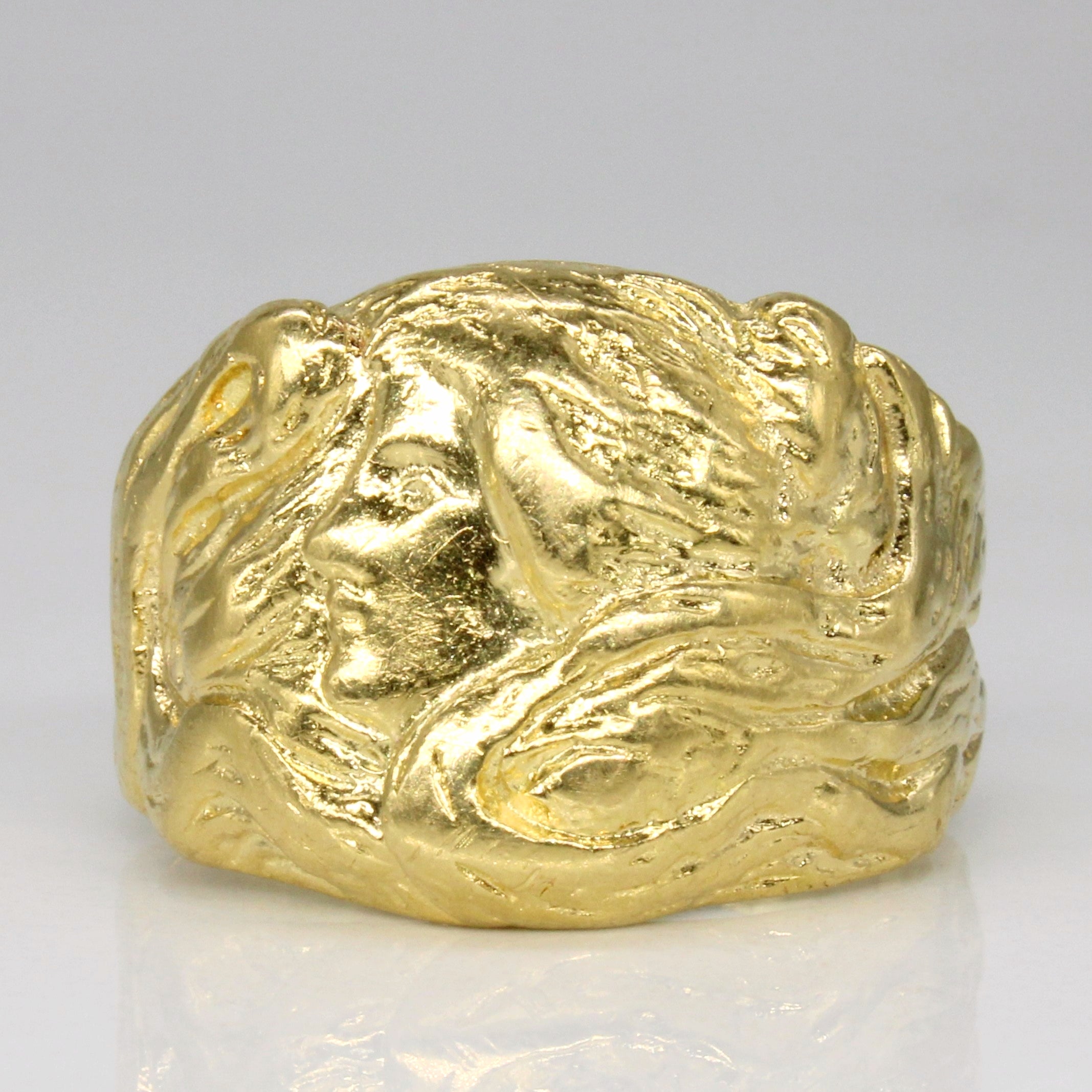 18k Yellow Gold Portrait Ring | SZ 8.25 |