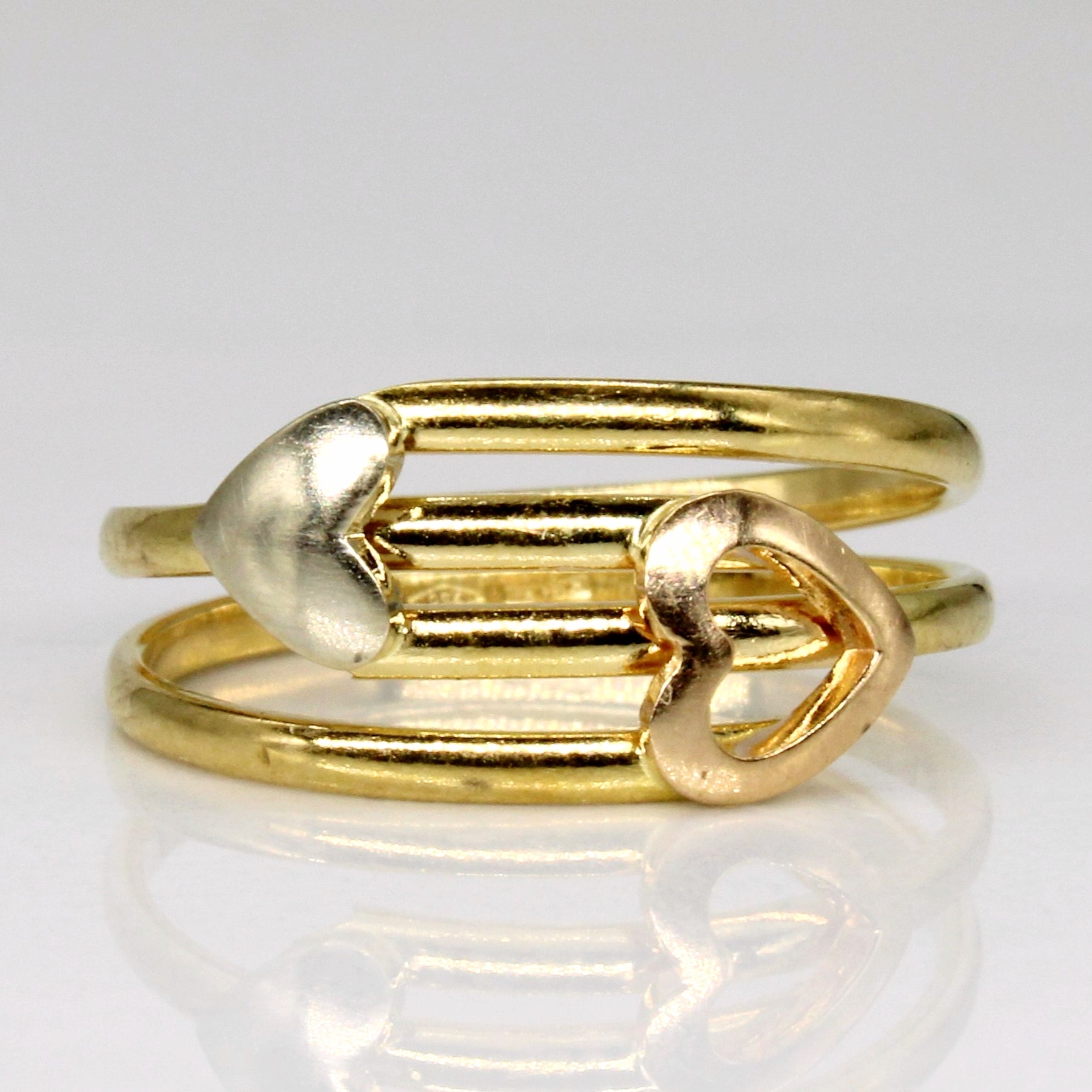 18k Two Tone Gold Heart Ring | SZ 6.25 |