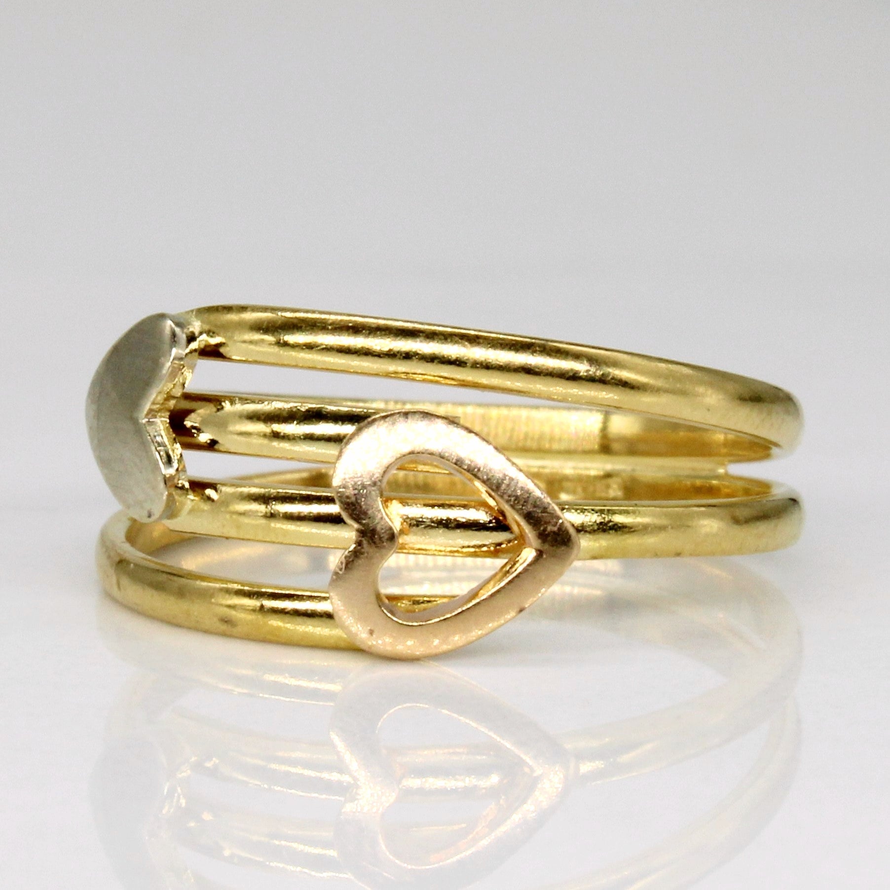 18k Two Tone Gold Heart Ring | SZ 6.25 |