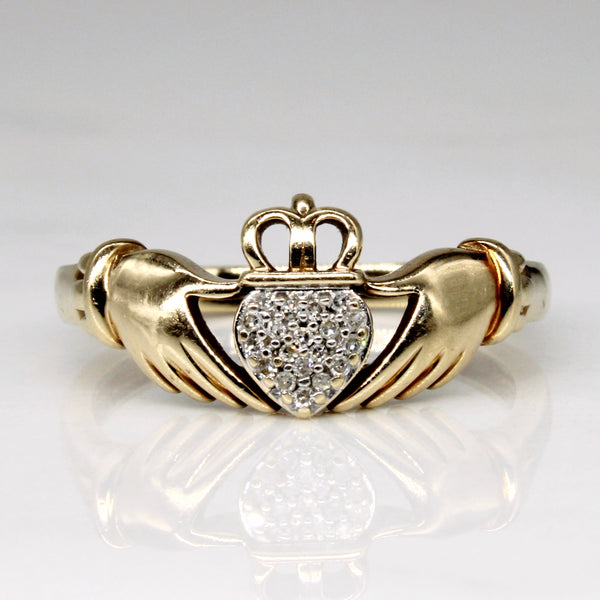 Pave Diamond Claddagh Ring | 0.04ctw | SZ 7 |