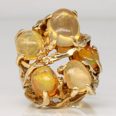 Fire Opal Cocktail Ring | 6.20ctw | SZ 5.5 |