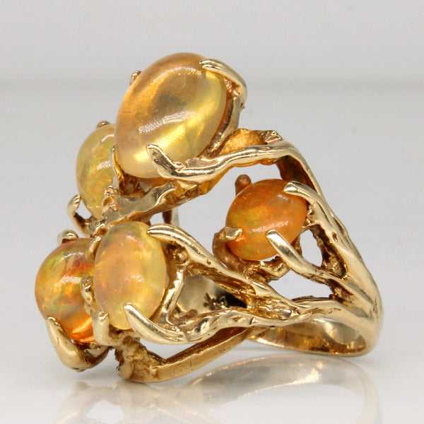 Fire Opal Cocktail Ring | 6.20ctw | SZ 5.5 |