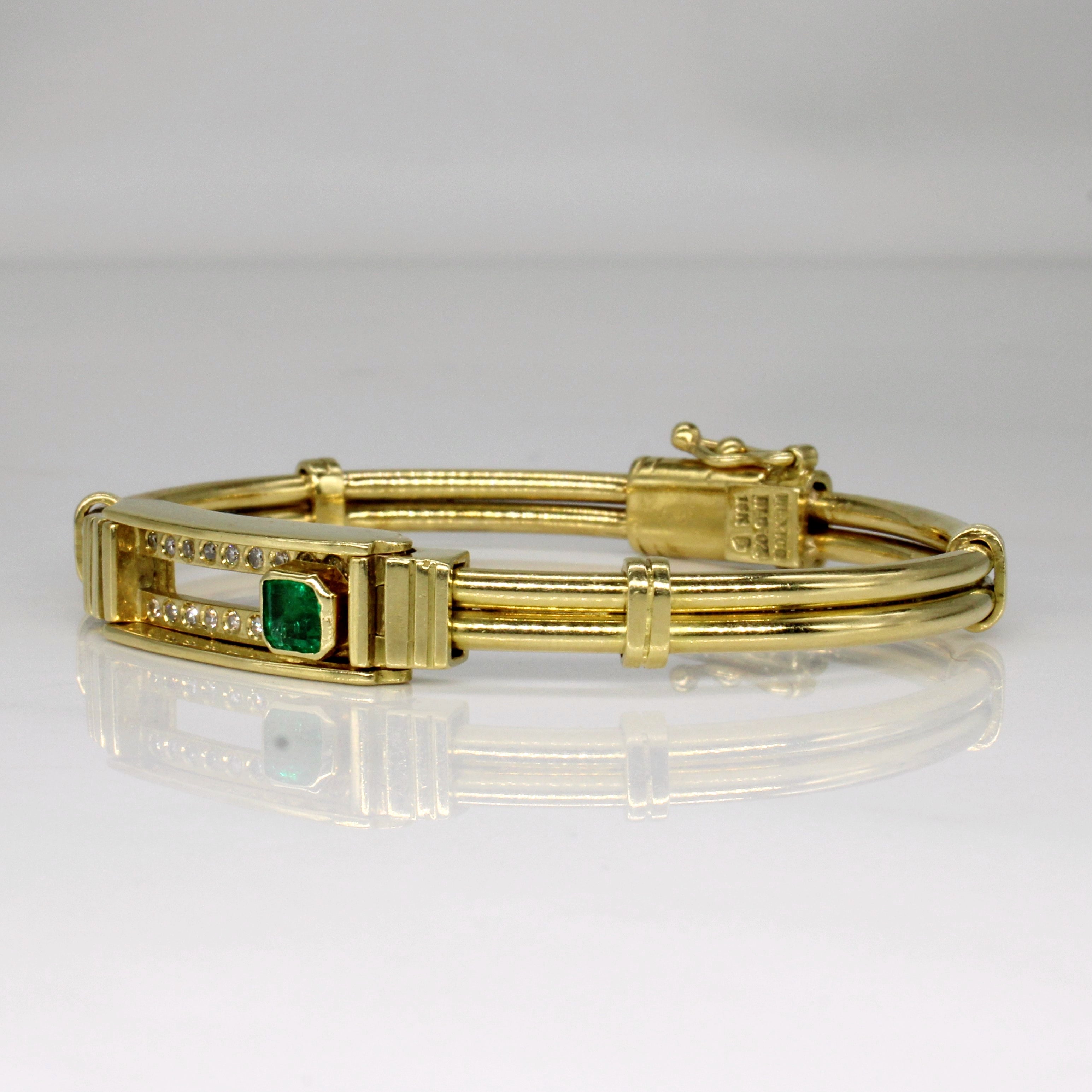 Sliding Emerald & Diamond Bracelet | 0.40ct, 0.18ctw | 6.5" |