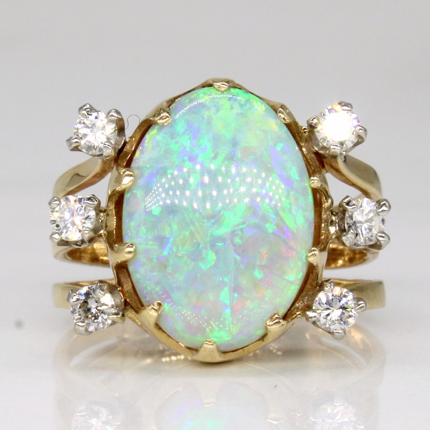 Opal & Diamond Cocktail Ring | 4.30ct, 0.33ctw | SZ 6.25 |