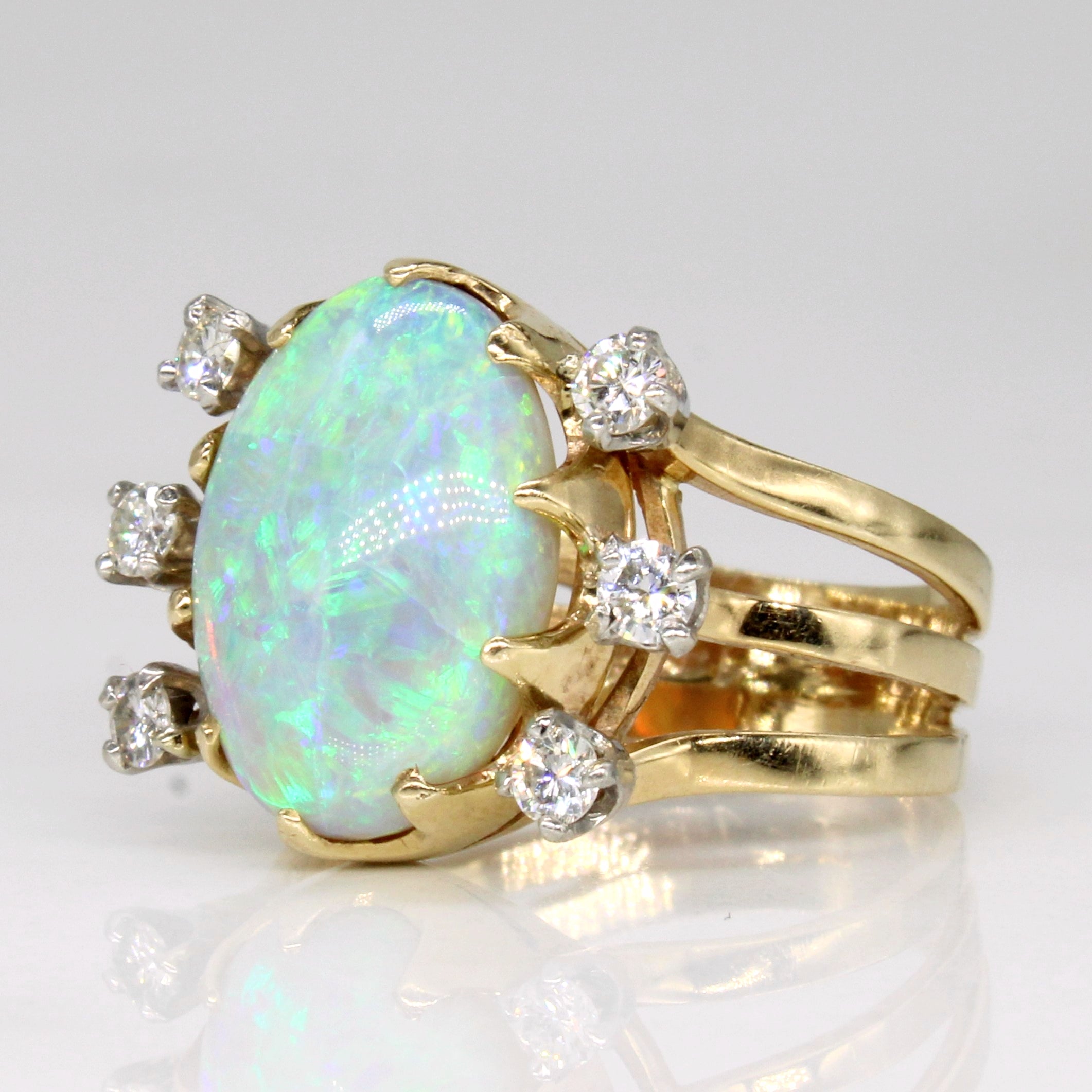 Opal & Diamond Cocktail Ring | 4.30ct, 0.33ctw | SZ 6.25 |