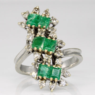 Emeralds & Diamond Cocktail Ring | 1.00ctw, 0.38ctw | SZ 7.25 |