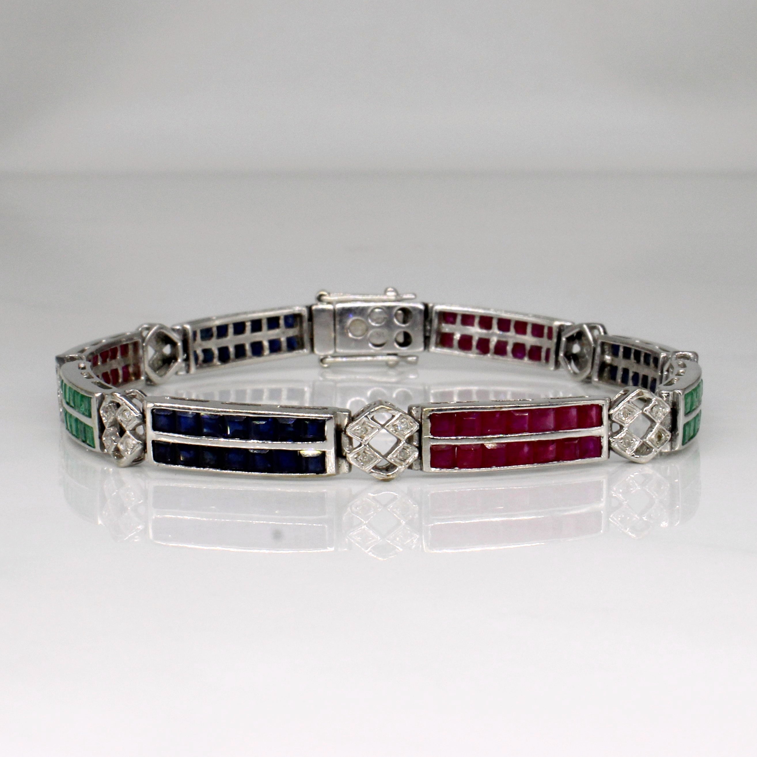 Channel Set Multi Gem Bracelet | 6.08ctw | 7.25" |