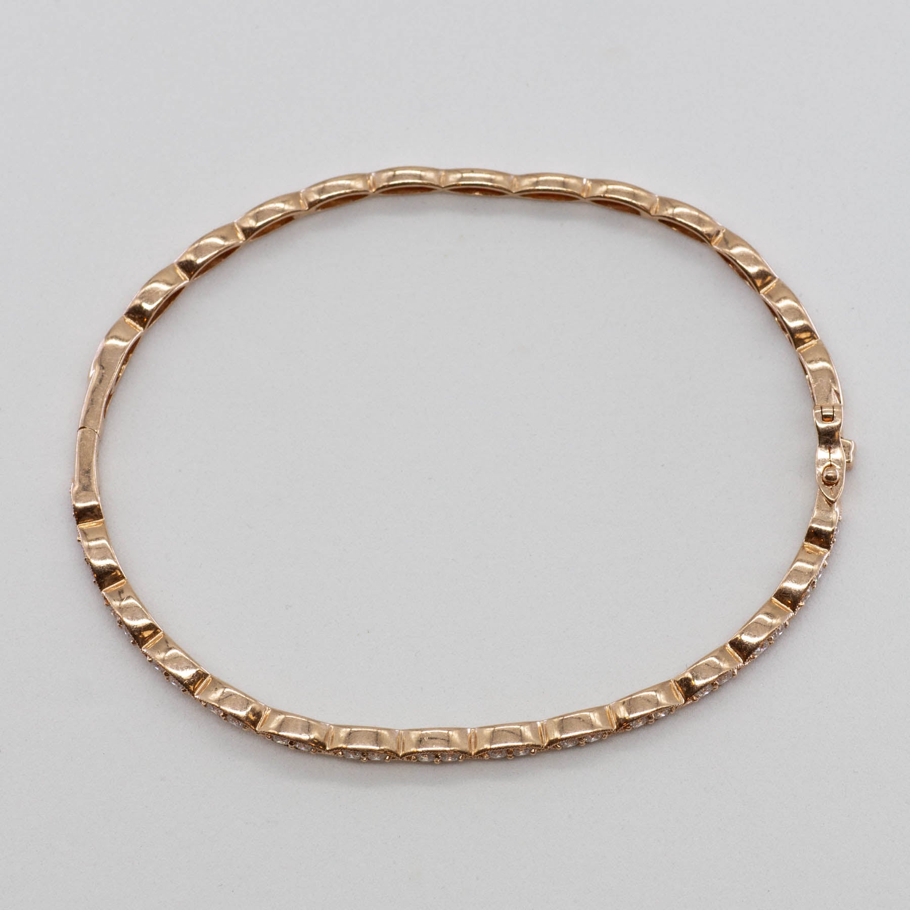 14k Half-Paved Scalloped Diamond Bangle | 1.00ctw | 6.75" |