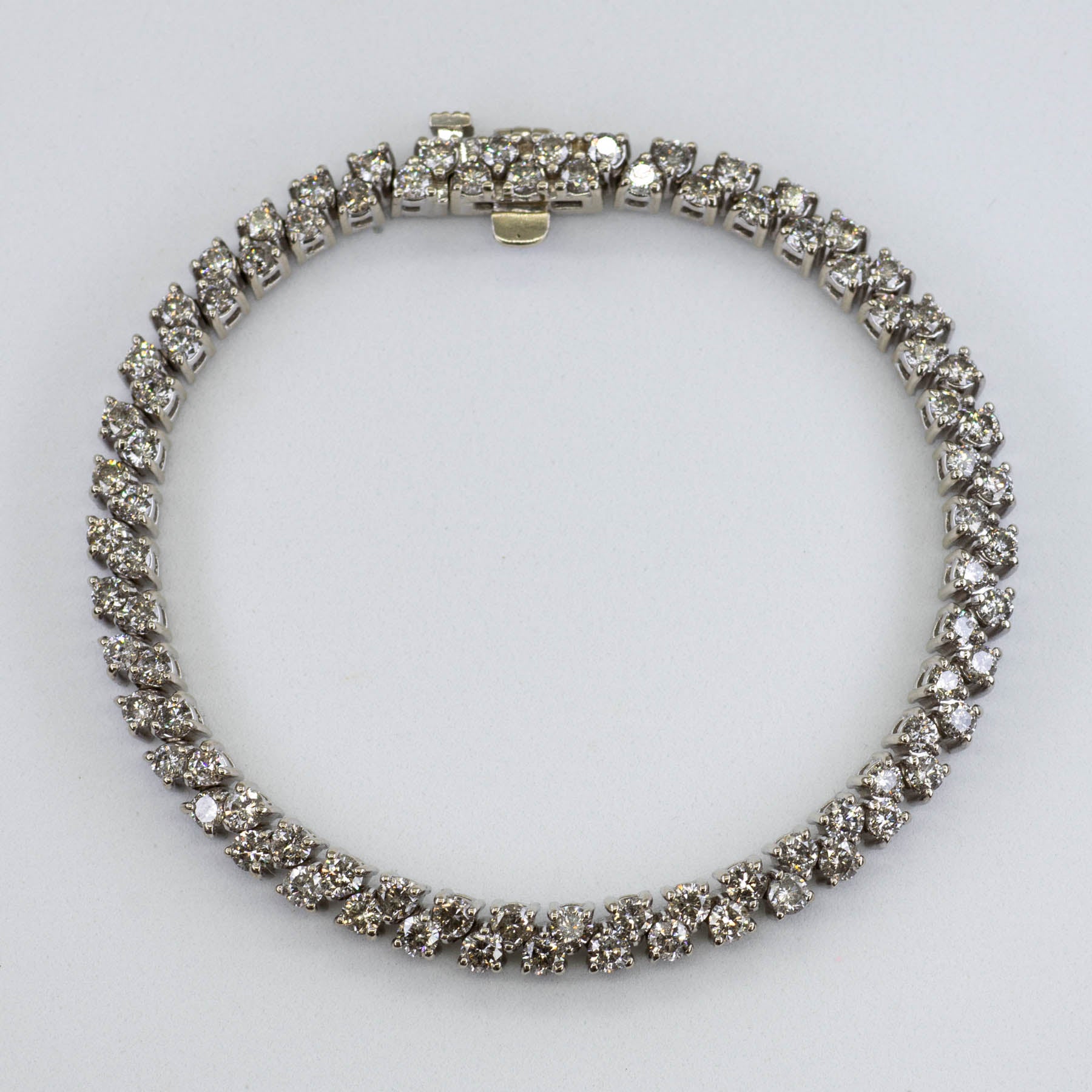 Bracelet tennis double rangée de diamants en or 14 carats | 6,30 ct | 6,5" | 
