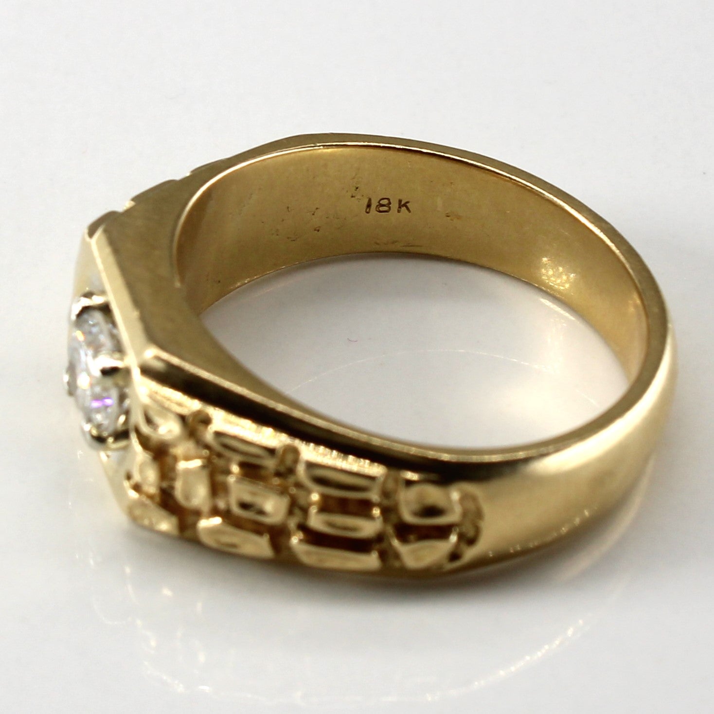 Bague solitaire texturée en diamant | 0,65 ct SI2 I/J | Taille 10,75 | 