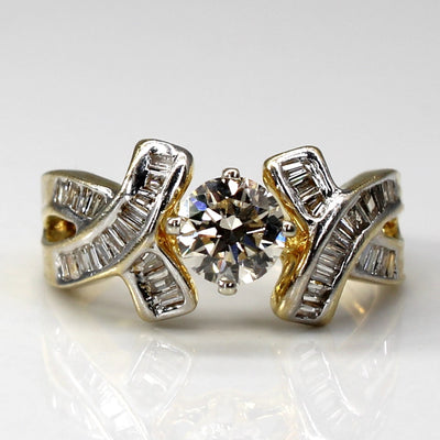 Crossover Multi Diamond Engagement Ring | 1.03ctw SI2/I1 J/K | SZ 6 |