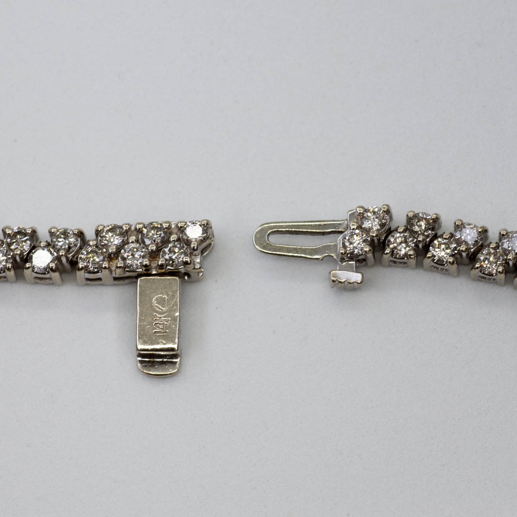 Bracelet tennis double rangée de diamants en or 14 carats | 6,30 ct | 6,5" | 