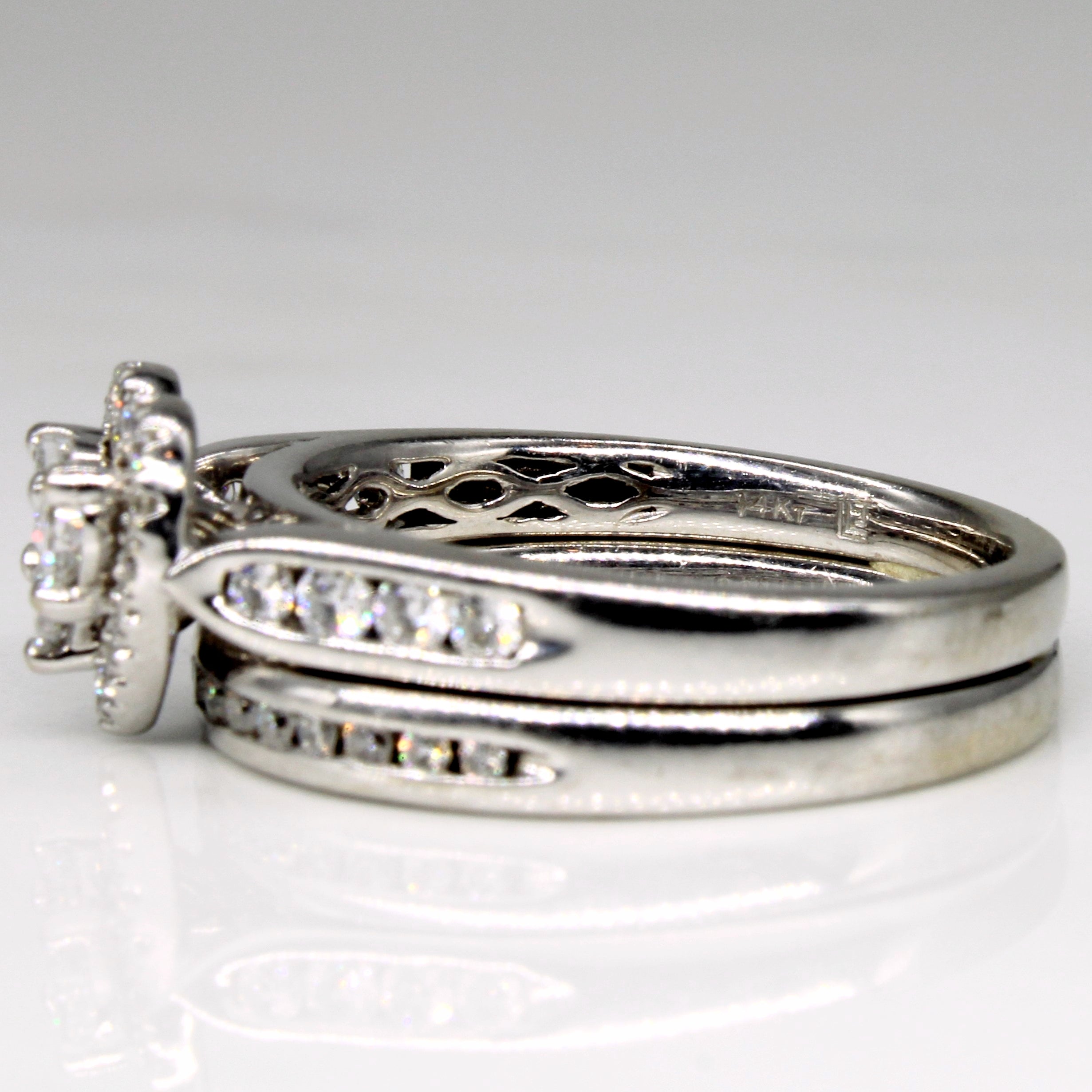 Diamond Heart Wedding Ring Fused Set | 0.60ctw | SZ 7 |