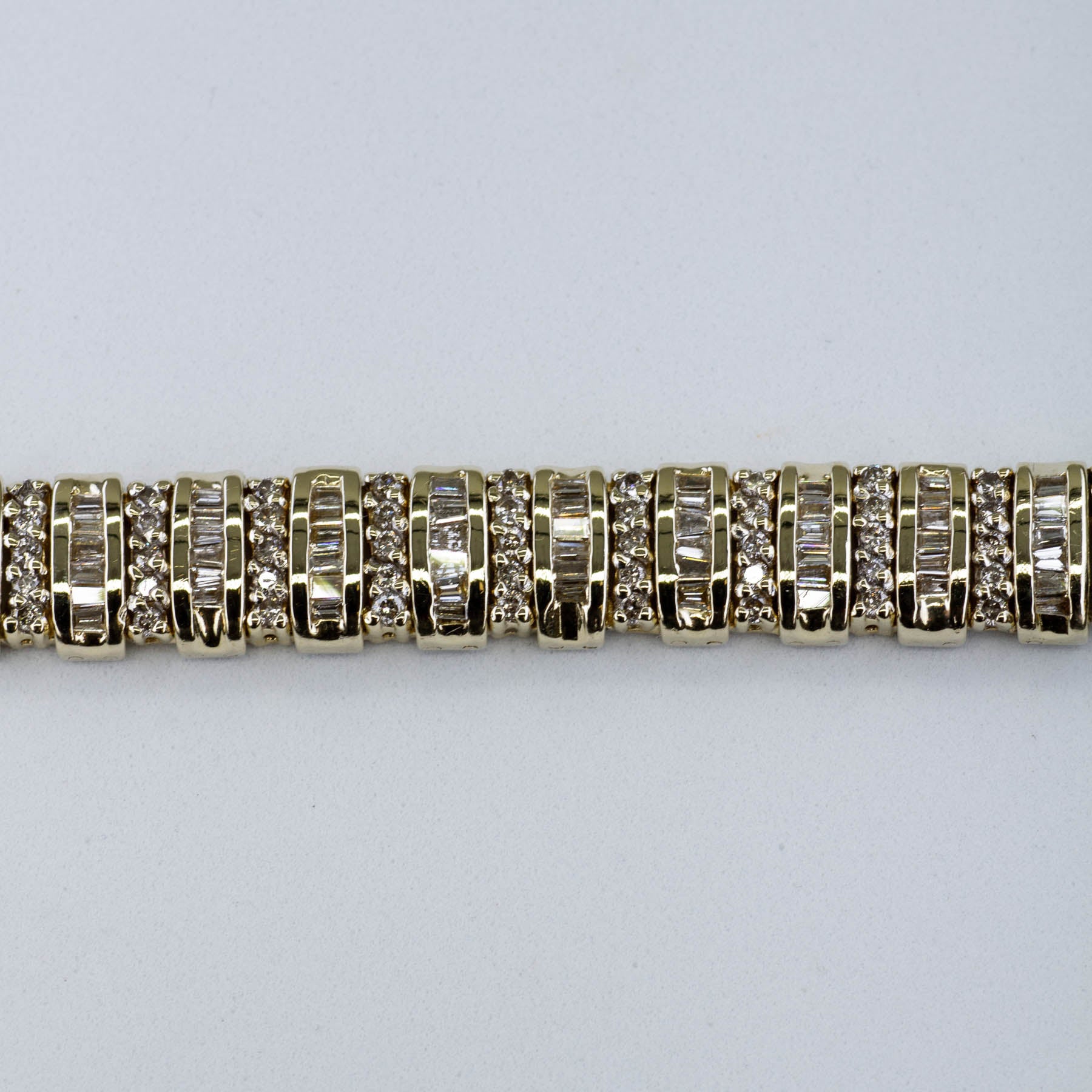 14k Baguette and Round Brilliant Cut Diamond Bracelet | 2.70ctw | 7.5" |