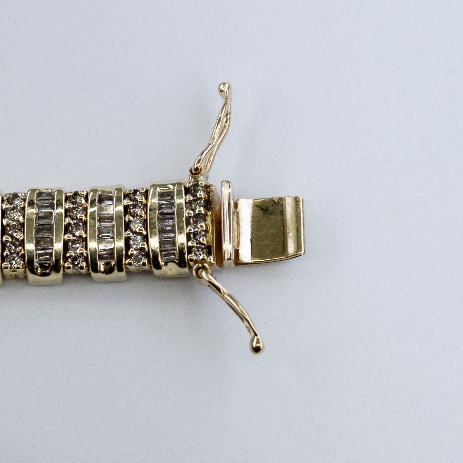 14k Baguette and Round Brilliant Cut Diamond Bracelet | 2.70ctw | 7.5" |