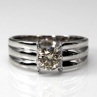 Solitaire Diamond Textured Gold Ring | 0.85ct I1 O/P | SZ 9.5 |