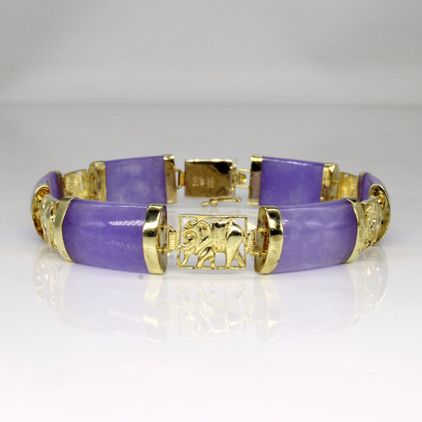 Lavender Jade Elephant Bracelet | 7.75