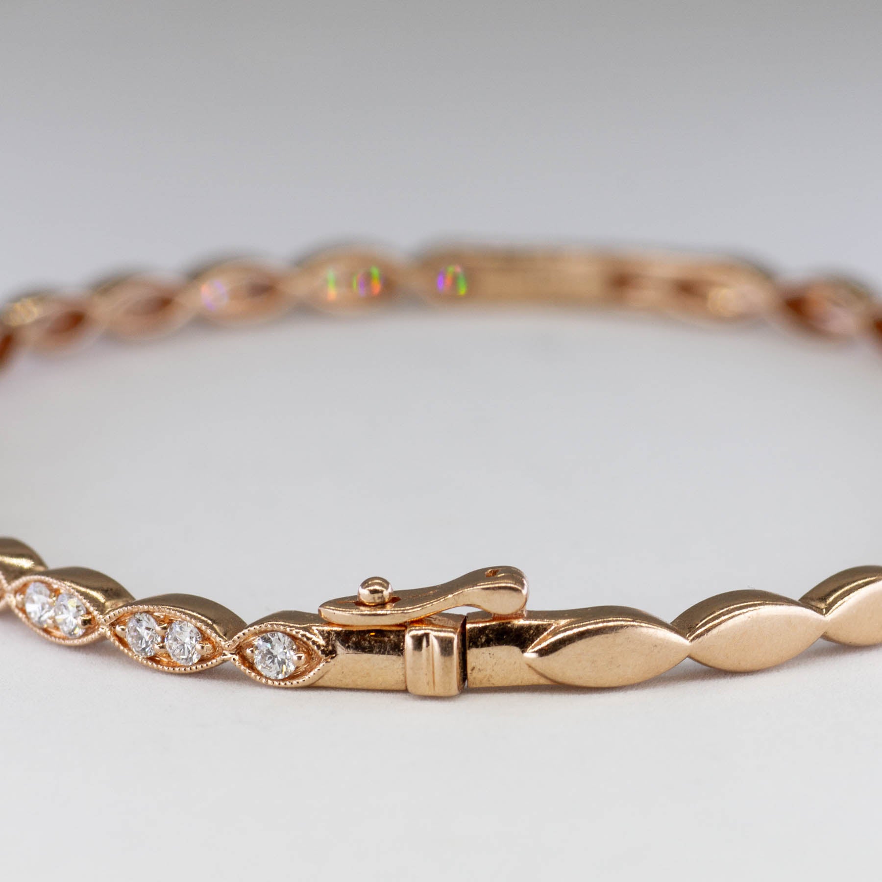 14k Half-Paved Scalloped Diamond Bangle | 1.00ctw | 6.75" |