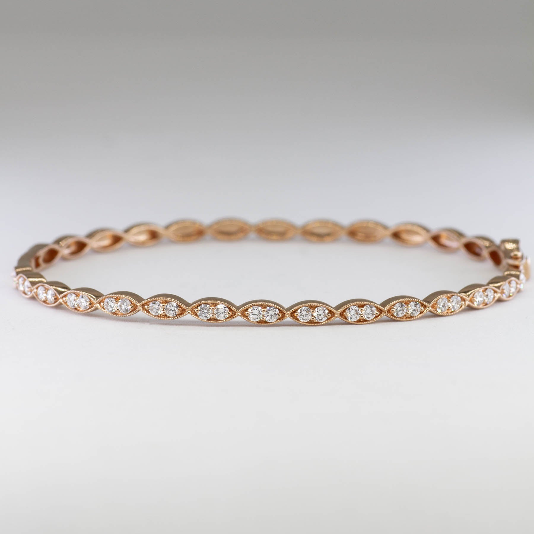 14k Half-Paved Scalloped Diamond Bangle | 1.00ctw | 6.75" |