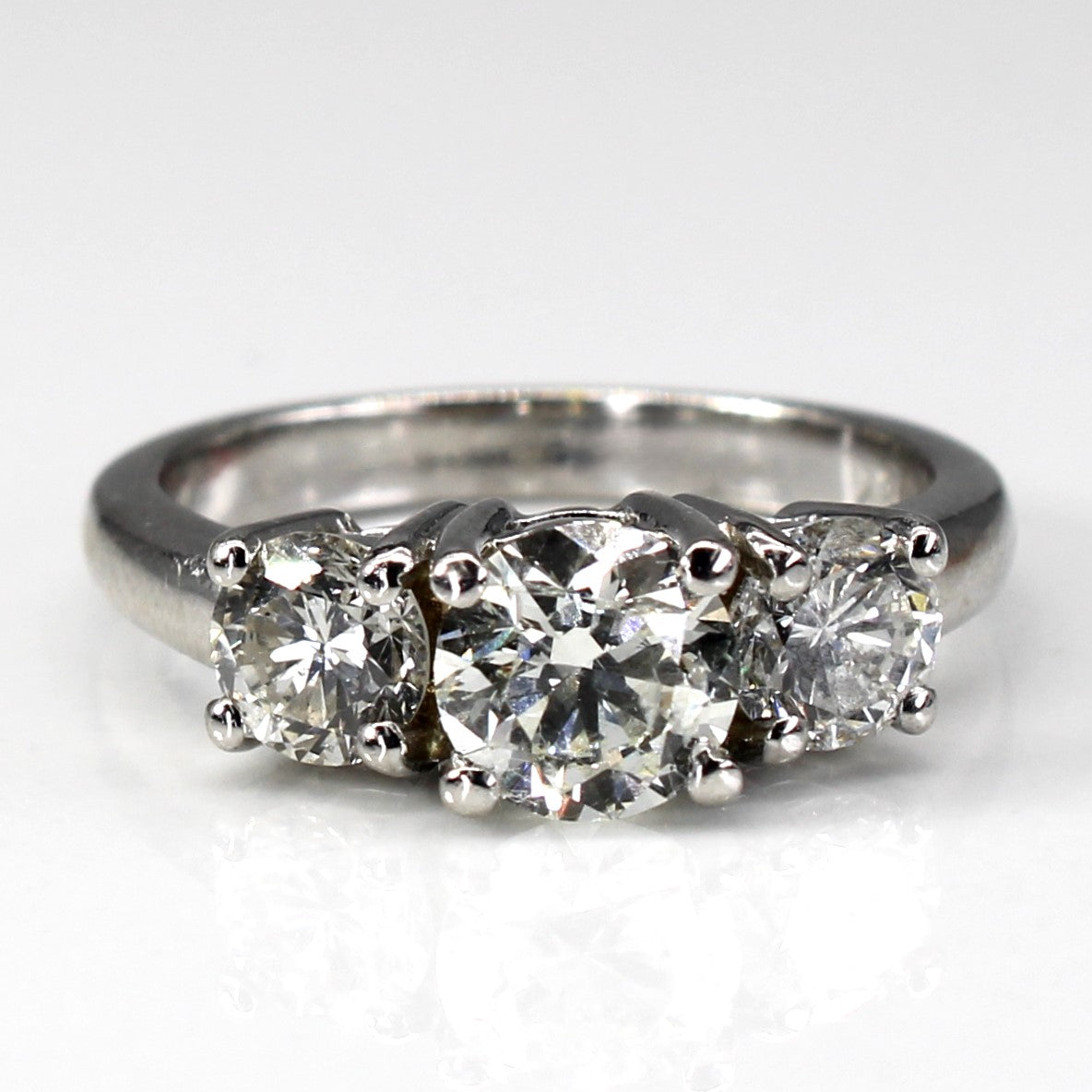 Three Stone Diamond Ring | 1.71ctw I2 J | SZ 6 |