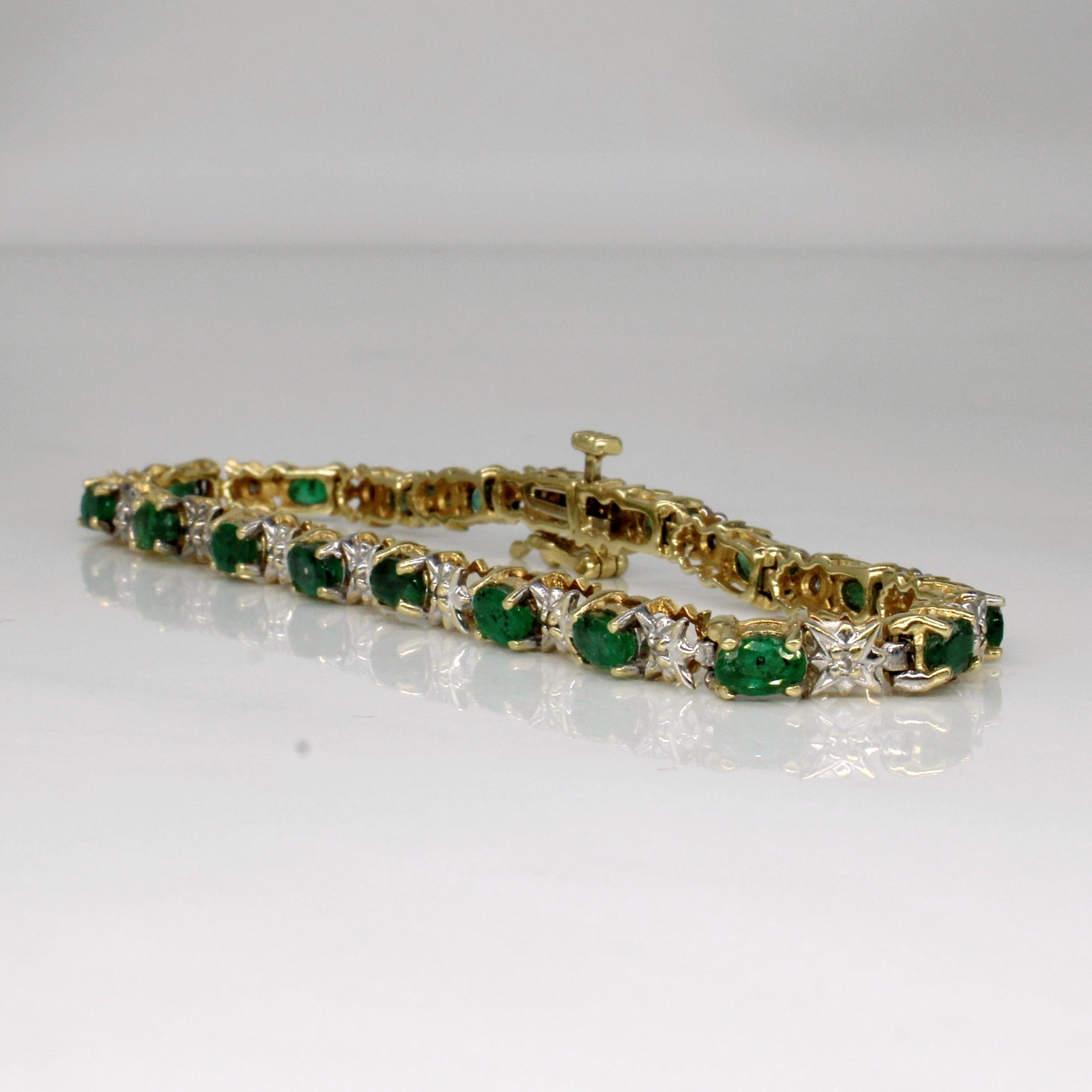 Emerald & Diamond Bracelet | 3.25ctw, 0.09ctw | 7" |
