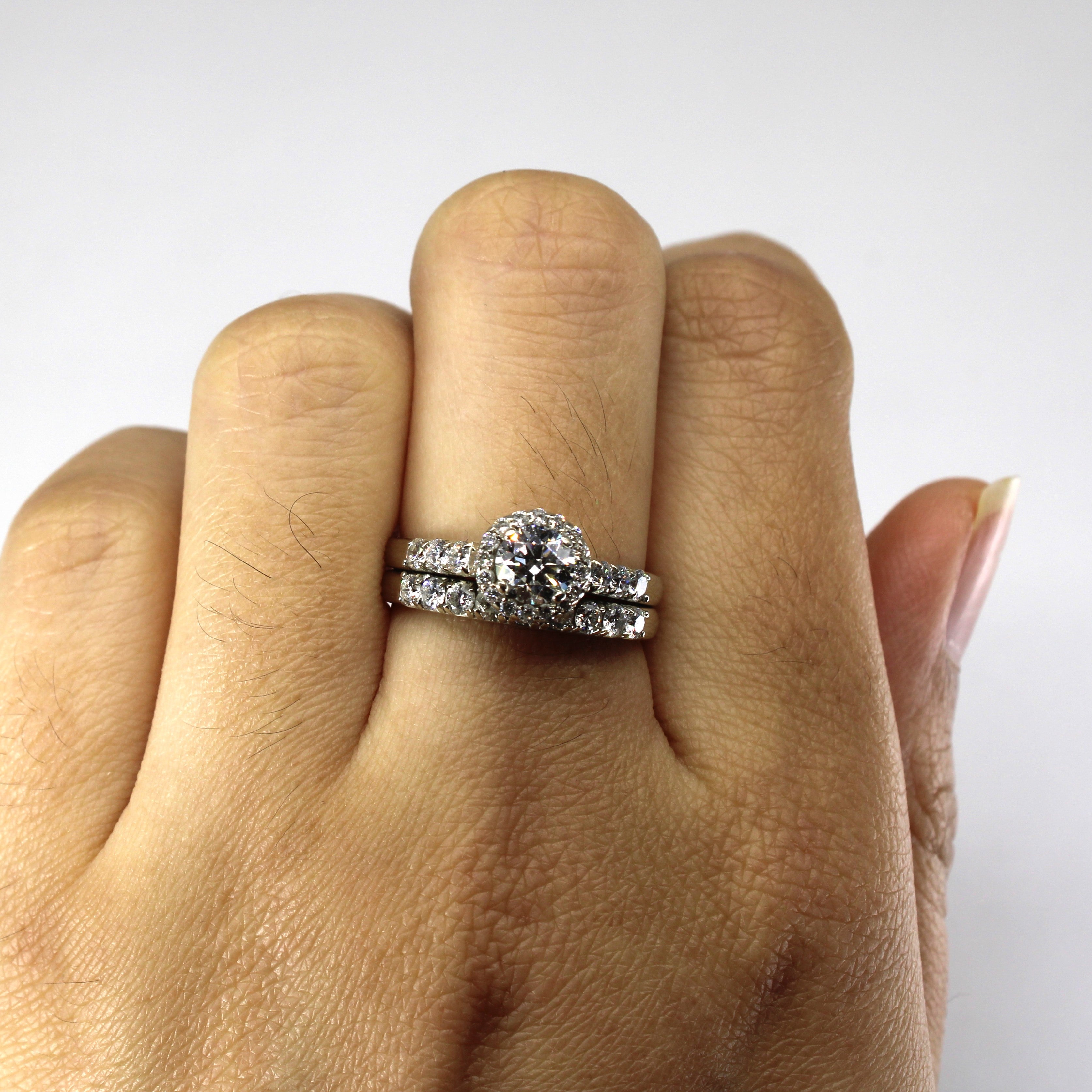 Bague de fiançailles sertie de diamants Halo | 1,37 ct SI2 G | Taille 7 | 