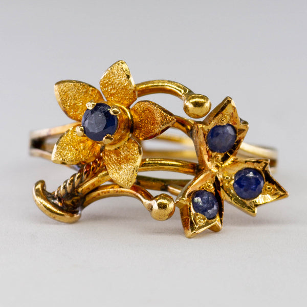Art Nouveau Era Sapphire Floral Ring | 0.34ctw SZ 6.5 |
