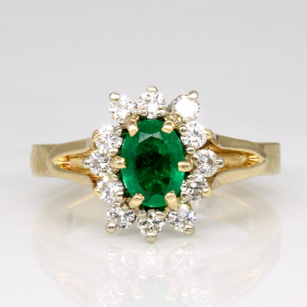 'Bruner' Emerald & Diamond Cocktail Hinge Ring | 0.45ct, 0.42ctw | SZ 6.25 |