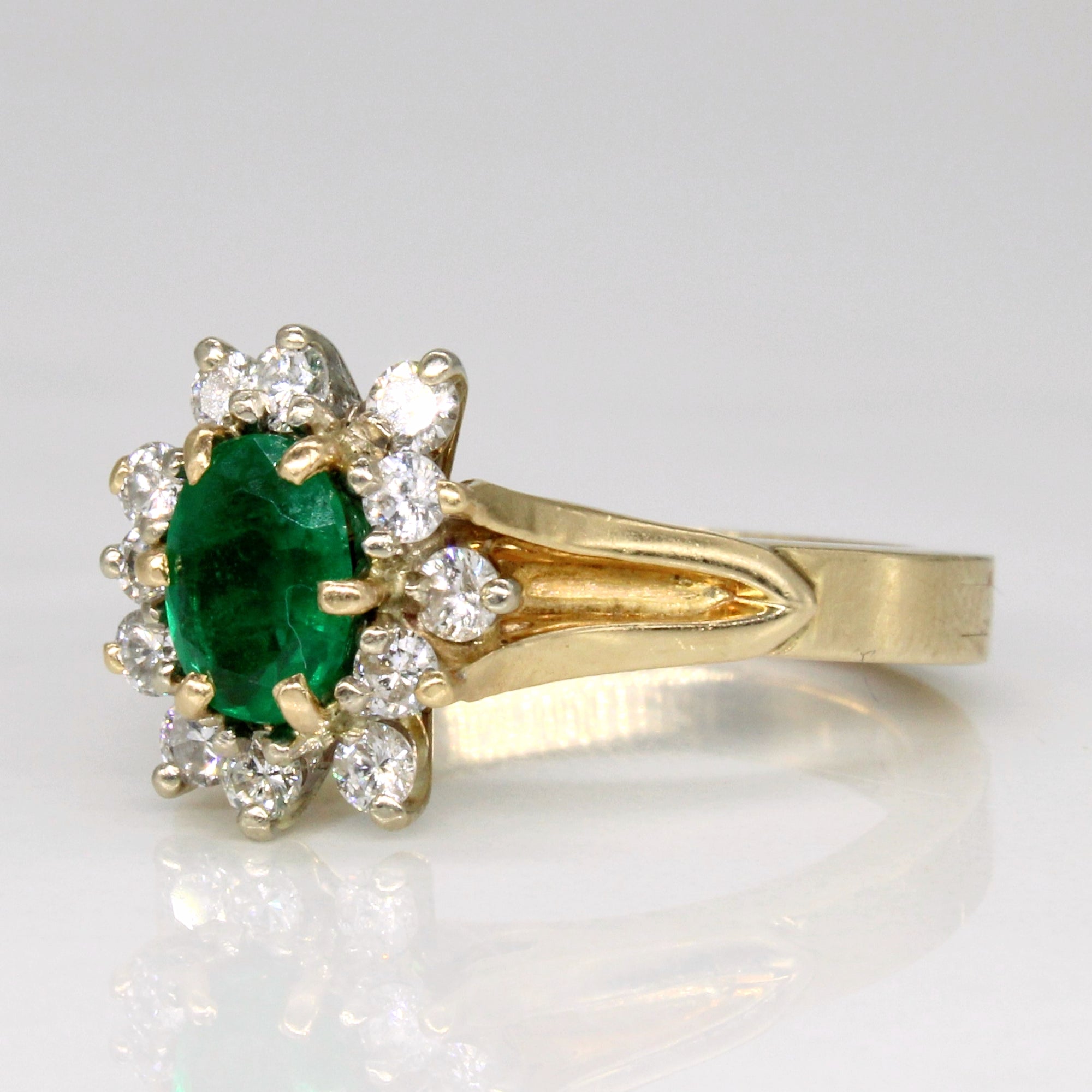 'Bruner' Emerald & Diamond Cocktail Hinge Ring | 0.45ct, 0.42ctw | SZ 6.25 |