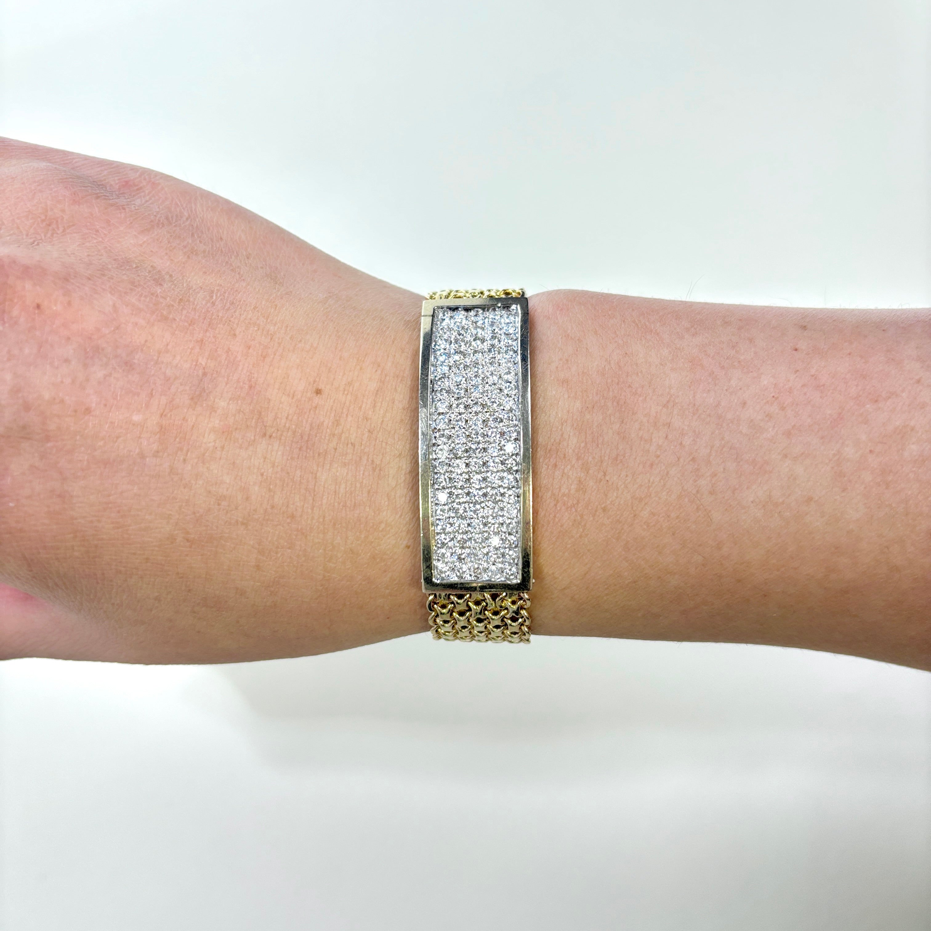 Italian 10K Yellow Gold Diamond Watch Strap Bracelet | 2.47ctw | SZ 6.5"