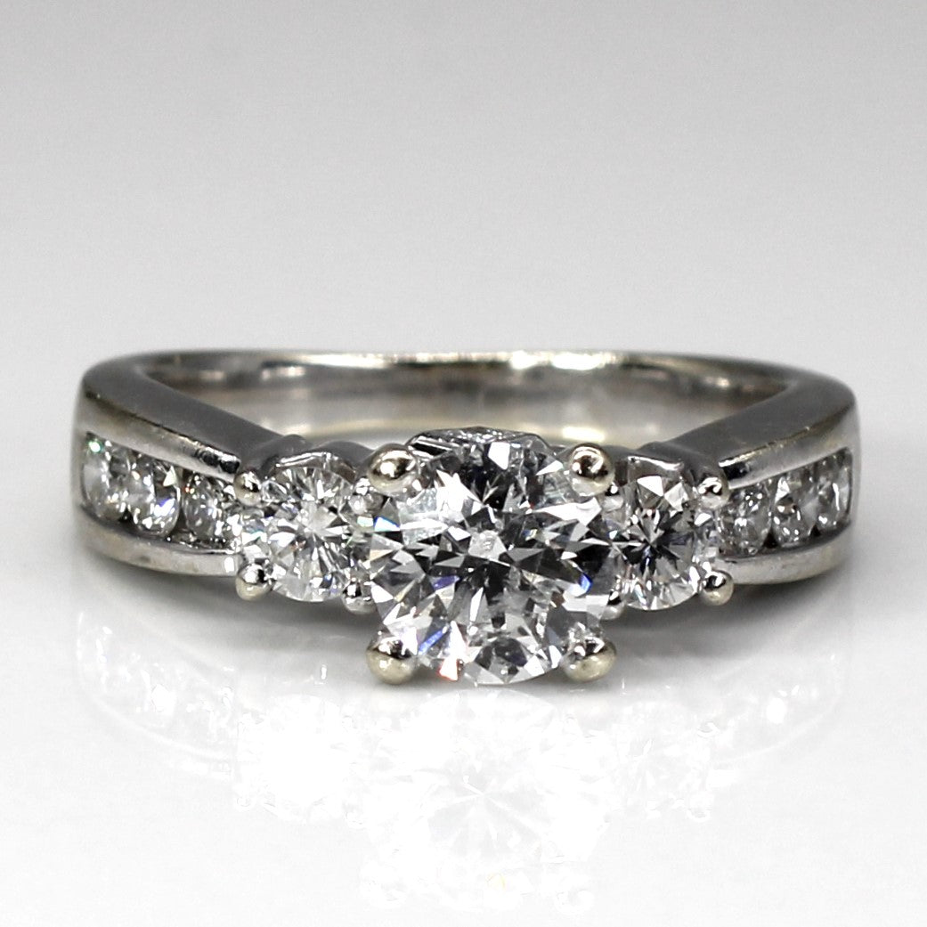 Three Stone Diamond with Accents Ring | 1.35ctw I1 F | SZ 5.5 |