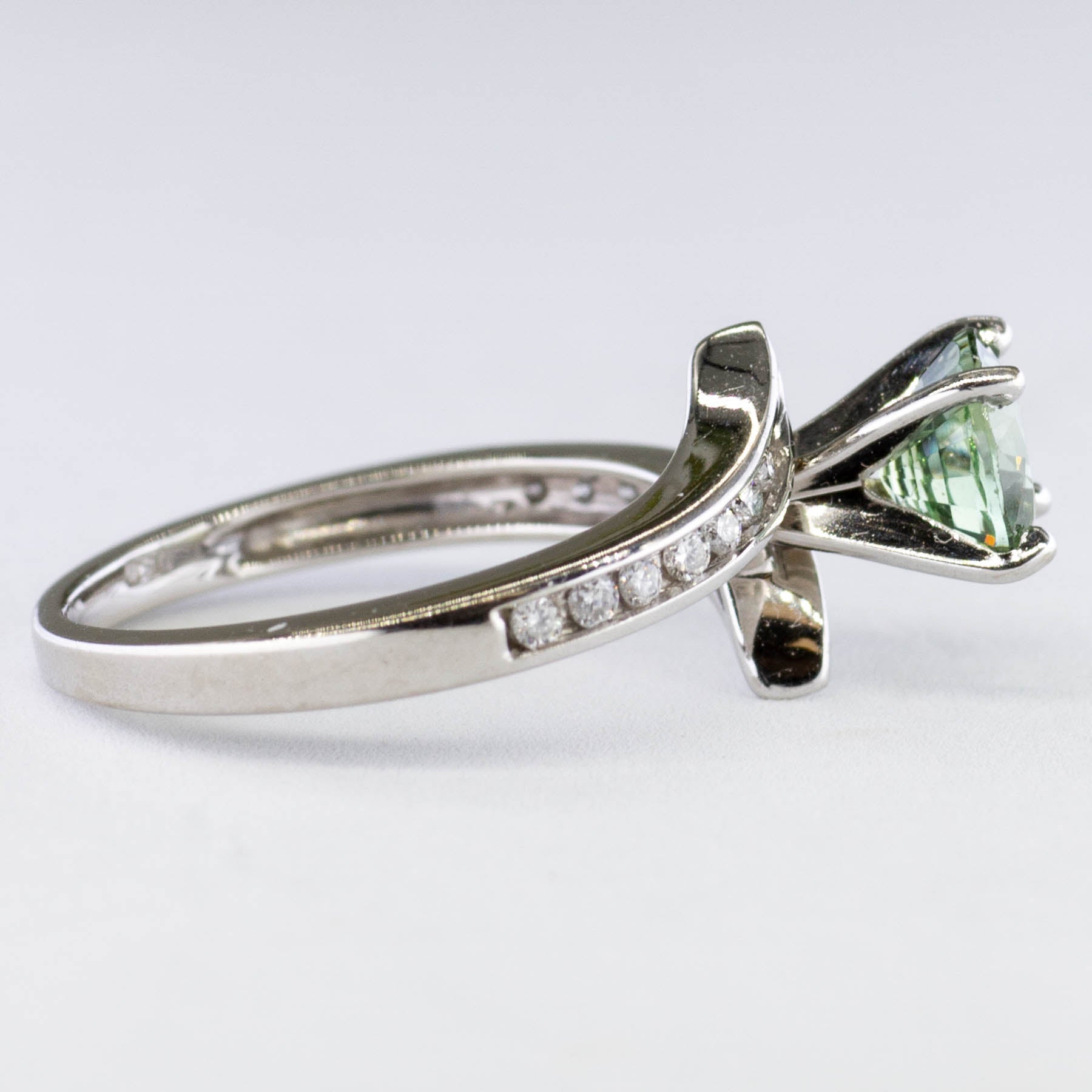 Green Sapphire & Diamond Bypass Ring | 1.01ct | SZ 4 |