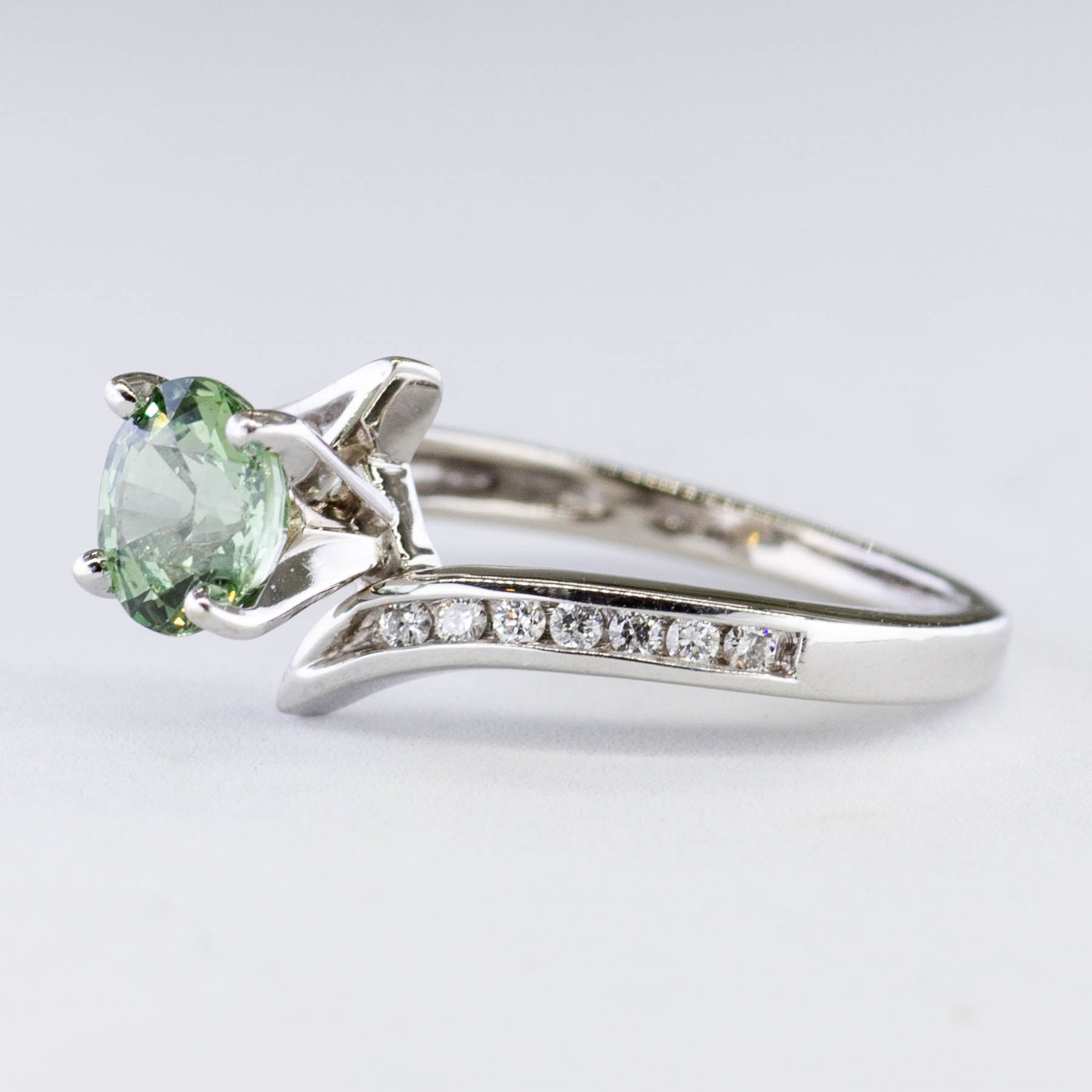 Green Sapphire & Diamond Bypass Ring | 1.01ct | SZ 4 |