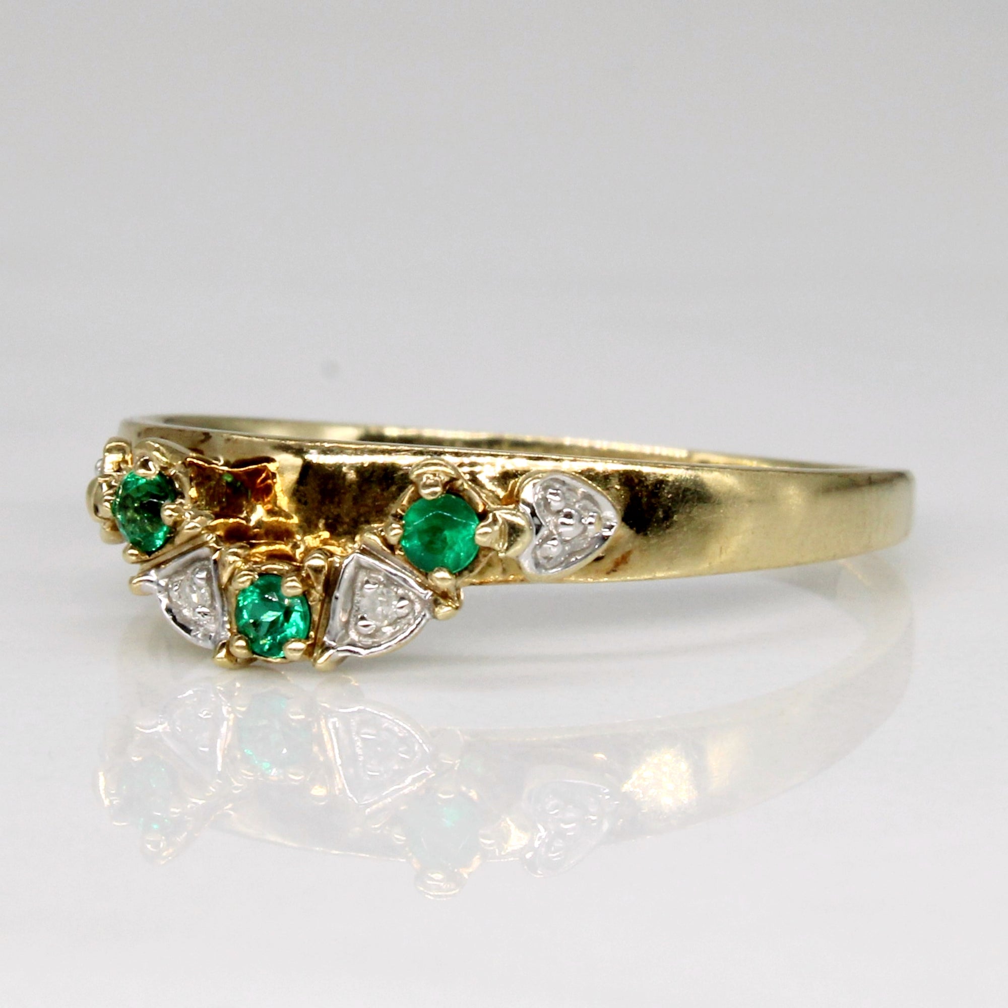 'Michael Hill' Synthetic Emerald & Natural Diamond Ring | 0.06ctw, 0.01ctw | SZ 9.25 |