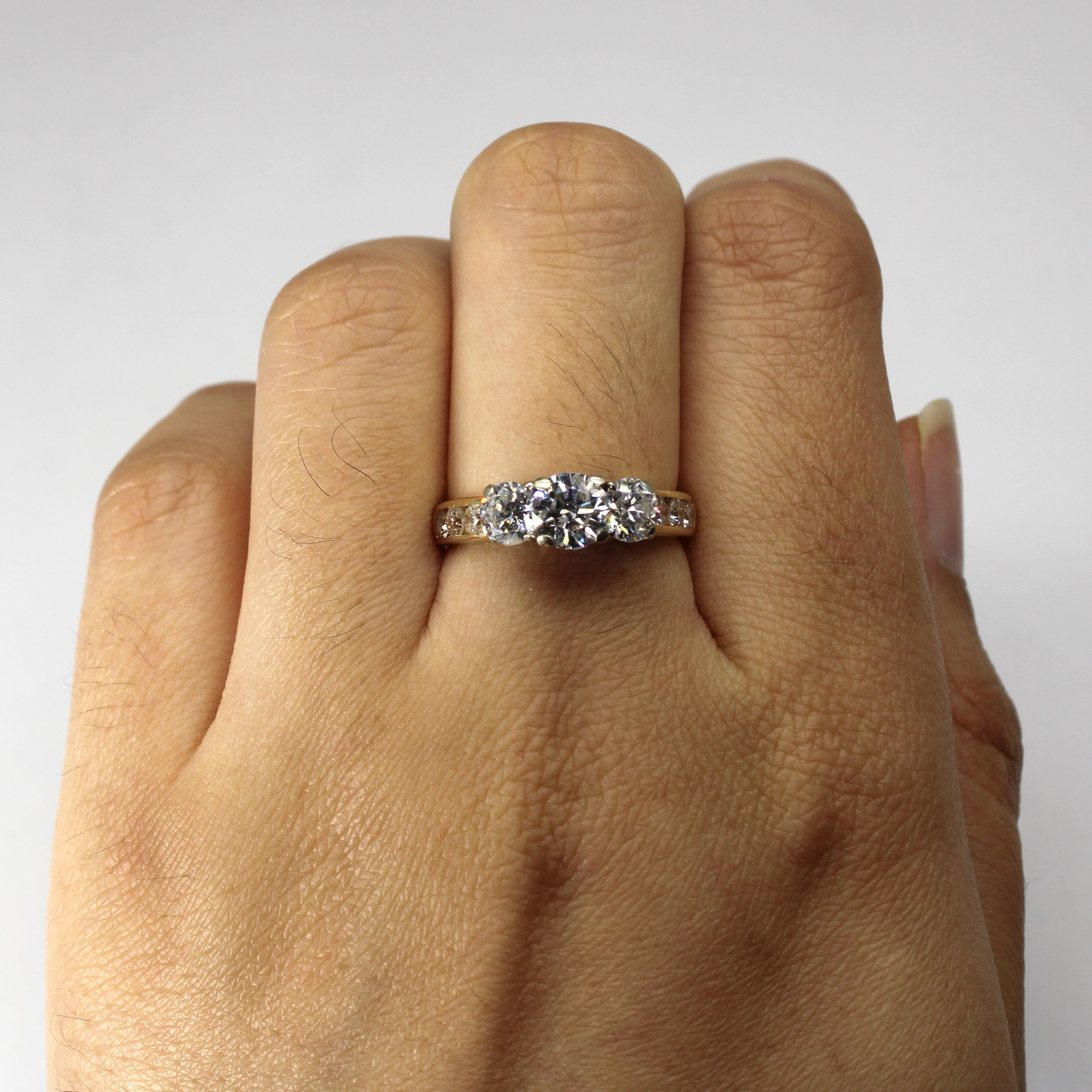 Three Stone Diamond with Accents Engagement Ring | 1.80ctw I1/I2 I/J | SZ 6.75 |