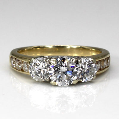 Three Stone Diamond with Accents Engagement Ring | 1.80ctw I1/I2 I/J | SZ 6.75 |