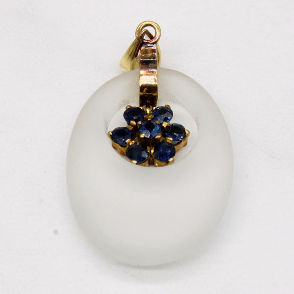 Frosted Lucite & Sapphire Drop Pendant | 0.50ctw |