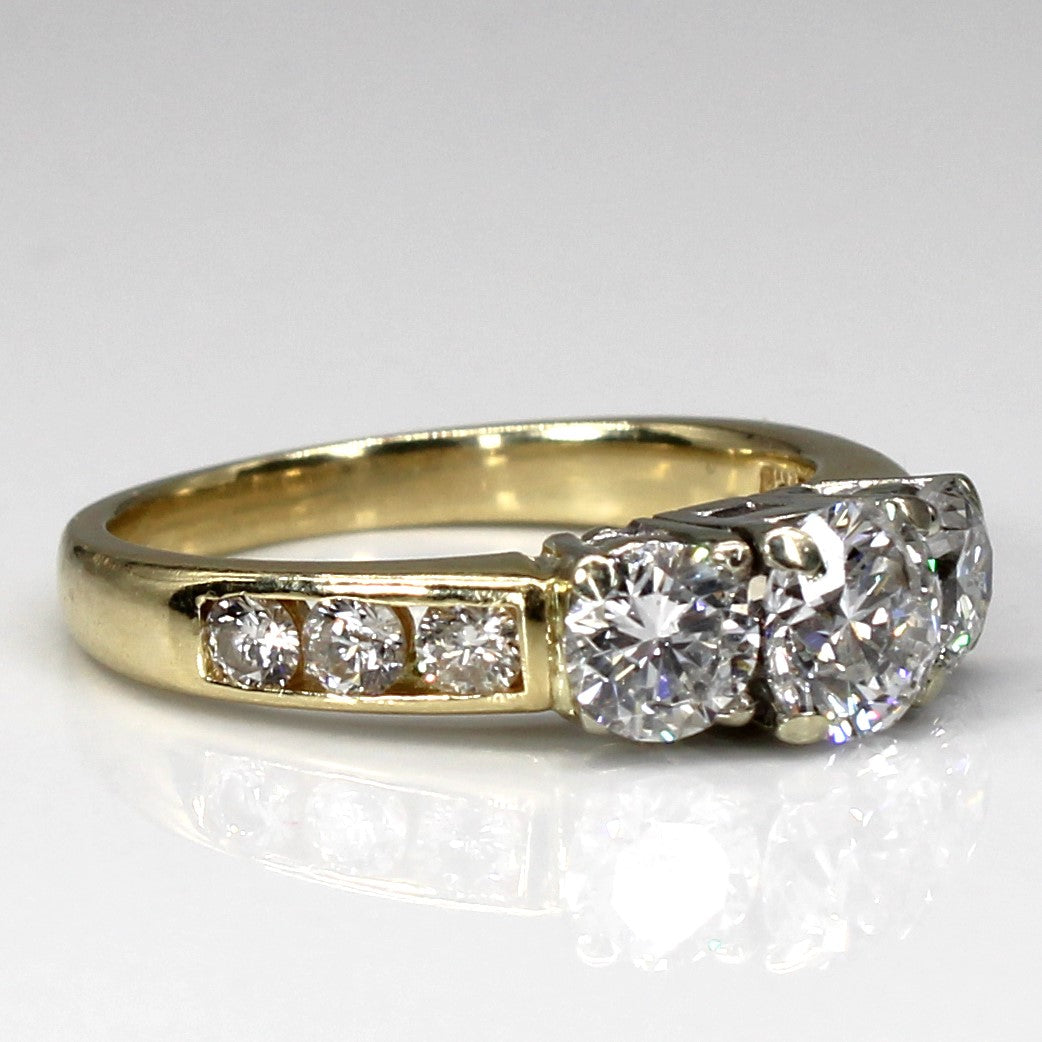 Three Stone Diamond with Accents Engagement Ring | 1.80ctw I1/I2 I/J | SZ 6.75 |