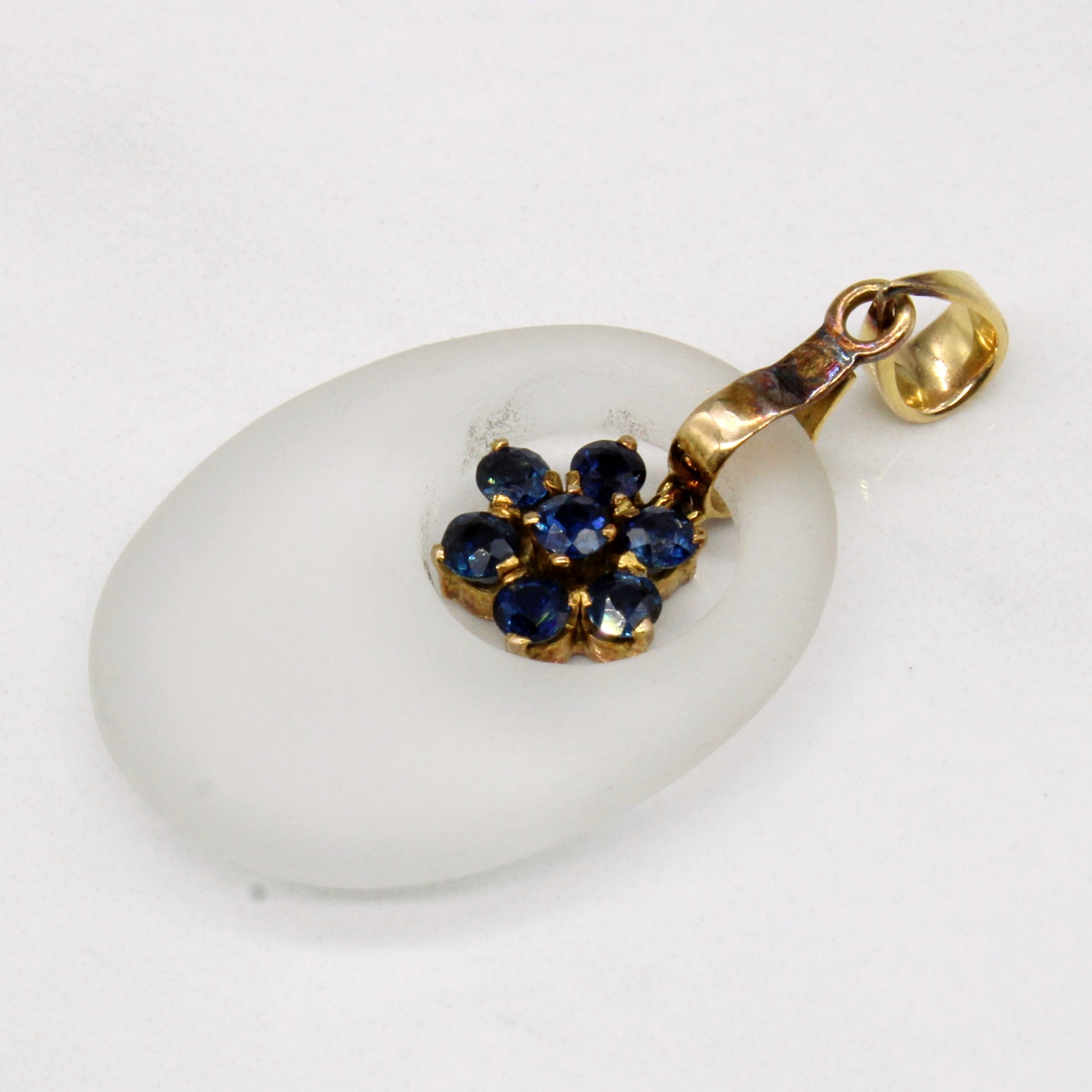 Frosted Lucite & Sapphire Drop Pendant | 0.50ctw |