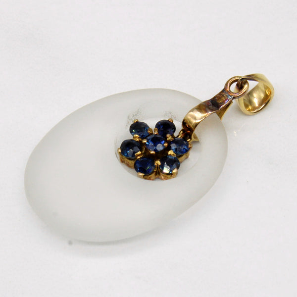 Frosted Lucite & Sapphire Drop Pendant | 0.50ctw |