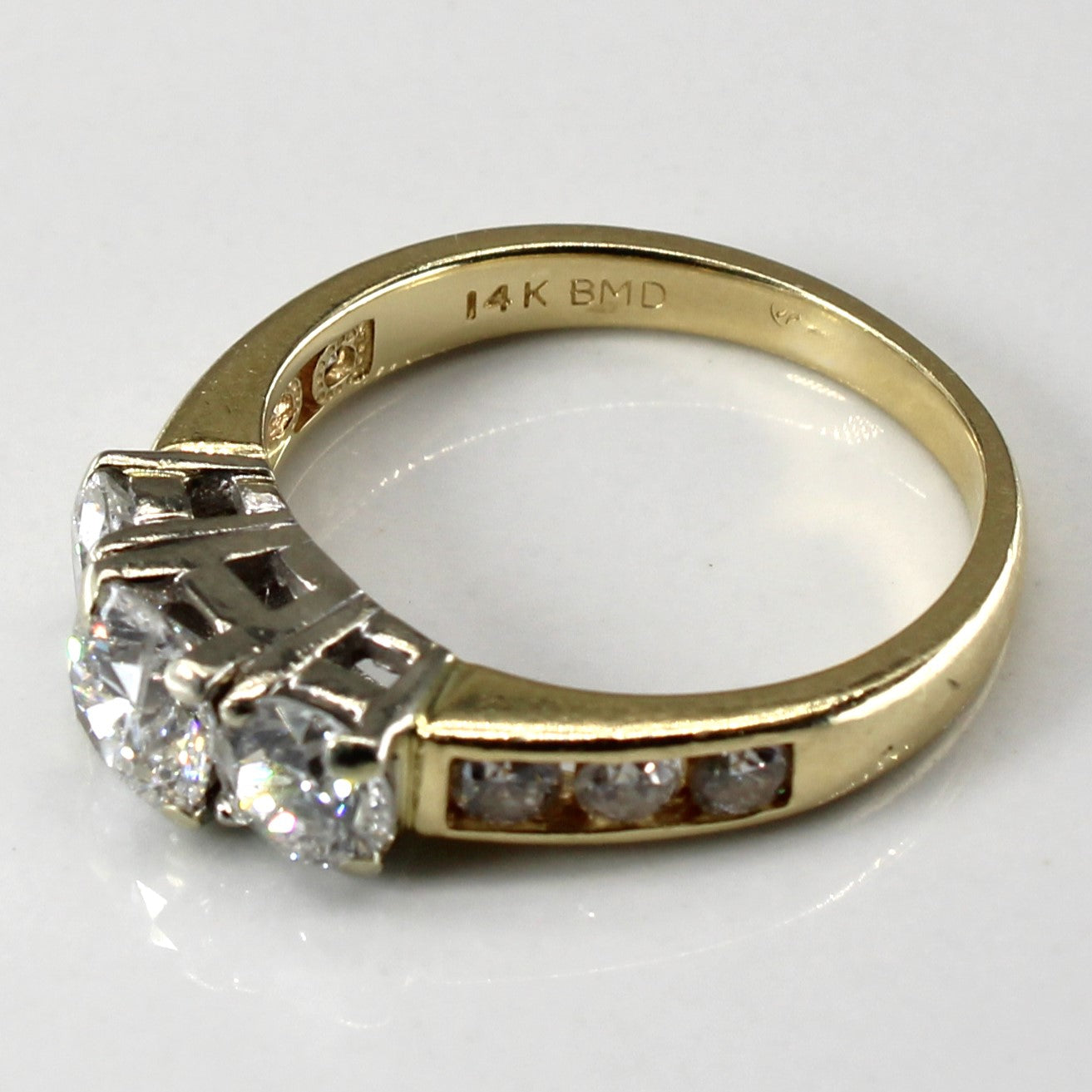 Three Stone Diamond with Accents Engagement Ring | 1.80ctw I1/I2 I/J | SZ 6.75 |