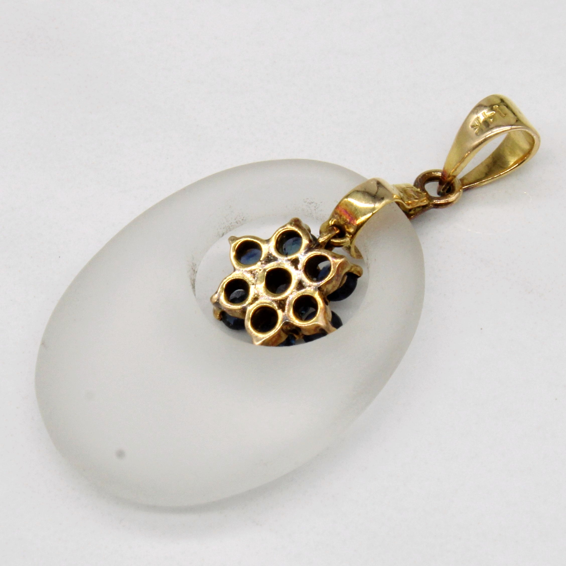 Frosted Lucite & Sapphire Drop Pendant | 0.50ctw |