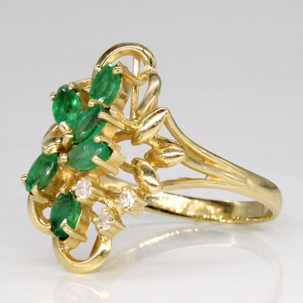 Emerald & Diamond Cocktail Ring | 0.54ctw, 0.06ctw | SZ 7 |